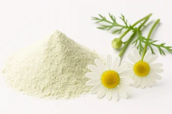 Chamomile flowers and apigenin extract powder — the compound behind chamomile's traditional sleep use